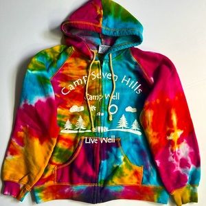 Juniors size small TYE-DYE camp zip up drawstring hoodie. Worn once.